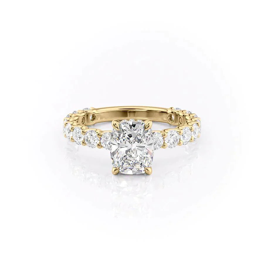 The Adelle Set With A 1 Carat Elongated Cushion Lab Diamond