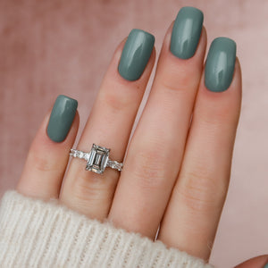 The Adelle Set With A 3 Carat Emerald Lab Diamond