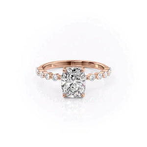 The Khloe Set With A 1 Carat Elongated Cushion Lab Diamond