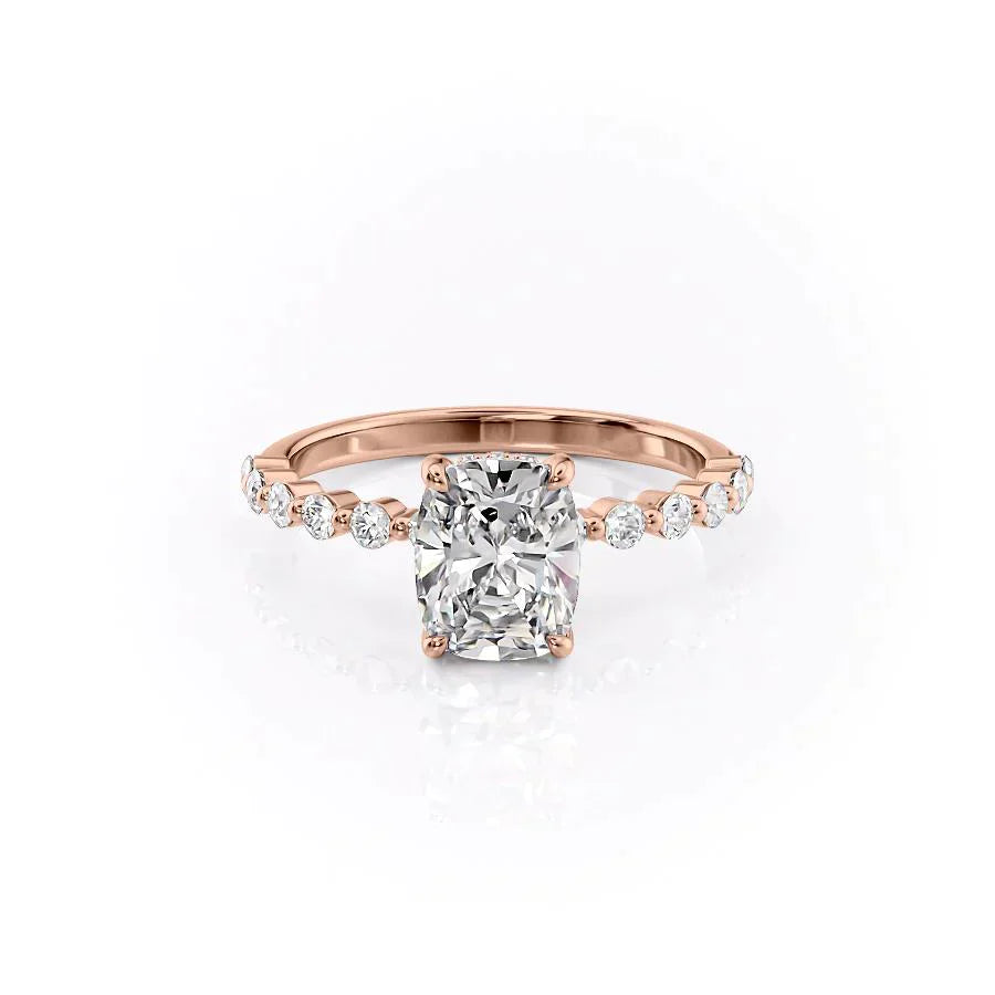 The Khloe Set With A 5 Carat Elongated Cushion Moissanite