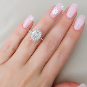 The Khloe Set With A 2 Carat Elongated Cushion Moissanite
