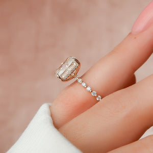 The Khloe Set With A 2 Carat Elongated Cushion Moissanite