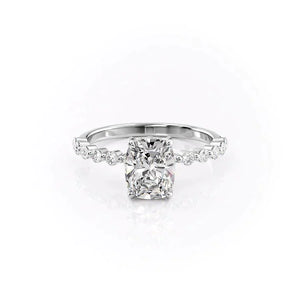 The Khloe Set With A 3 Carat Elongated Cushion Lab Diamond