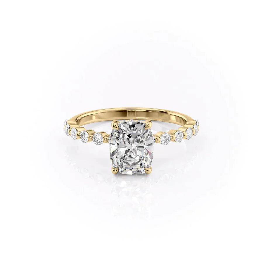 The Khloe Set With A 3 Carat Elongated Cushion Lab Diamond