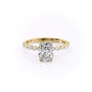 The Khloe Set With A 2.5 Carat Elongated Cushion Lab Diamond