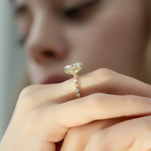 The Khloe Set With A 1.5 Carat Elongated Cushion Lab Diamond
