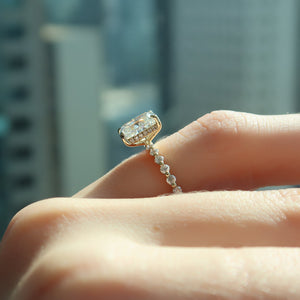 The Khloe Set With A 1.5 Carat Elongated Cushion Lab Diamond