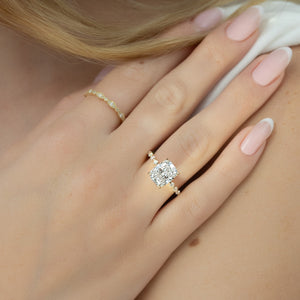 The Khloe Set With A 1.5 Carat Elongated Cushion Lab Diamond