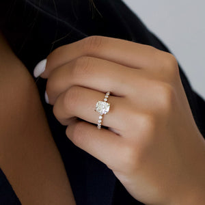 The Khloe Set With A 1.5 Carat Elongated Cushion Lab Diamond