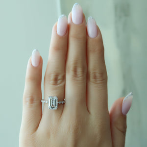 The Khloe Set With A 3 Carat Emerald Moissanite