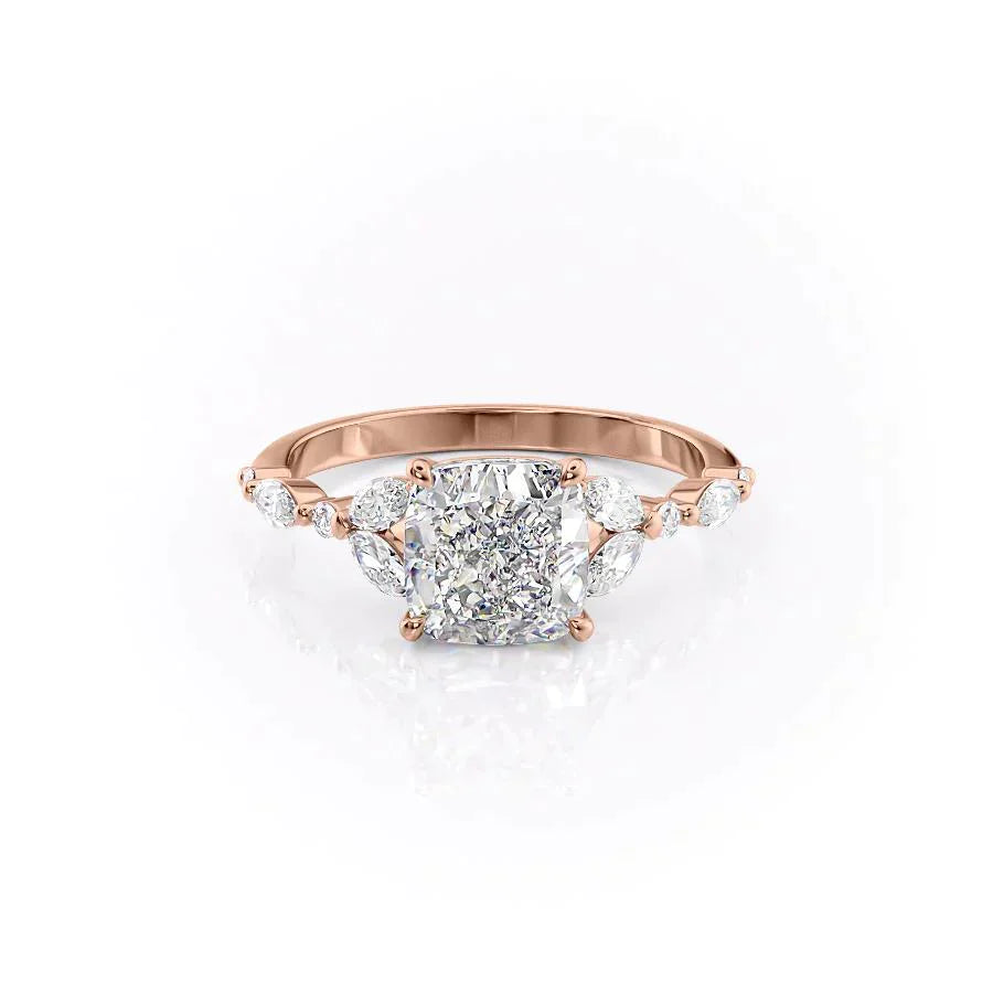 The Chelsea Set With A 1 Carat Cushion Moissanite
