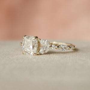The Chelsea Set With A 1 Carat Elongated Cushion Lab Diamond