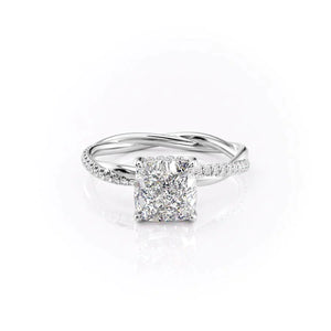 The Stacey Set With A 2.5 Carat Cushion Lab Diamond