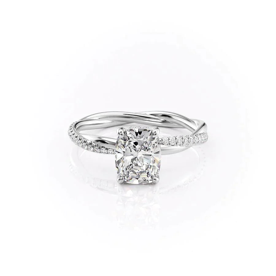 The Stacey Set With A 1 Carat Elongated Cushion Lab Diamond
