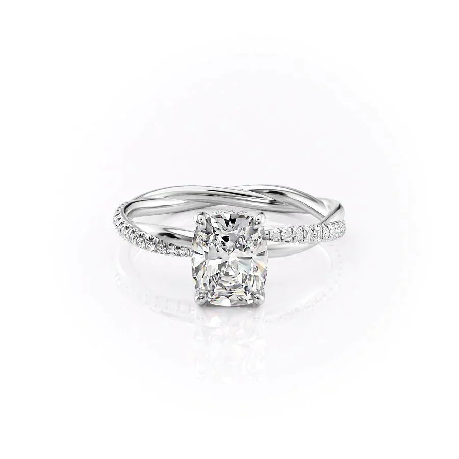 The Stacey Set With A 5 Carat Elongated Cushion Moissanite