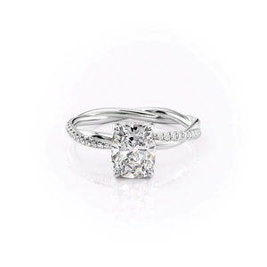 The Stacey Set With A 2.5 Carat Elongated Cushion Lab Diamond
