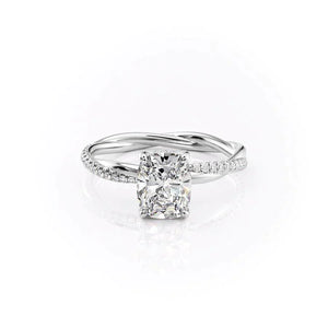 The Stacey Set With A 4.5 Carat Elongated Cushion Moissanite