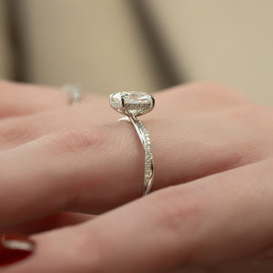 The Stacey Set With A 2.5 Carat Elongated Cushion Lab Diamond