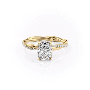 The Stacey Set With A 1.5 Carat Elongated Cushion Lab Diamond