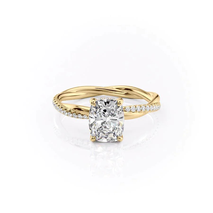 The Stacey Set With A 1 Carat Elongated Cushion Lab Diamond