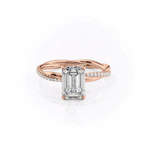The Stacey Set With A 3.5 Carat Emerald Moissanite