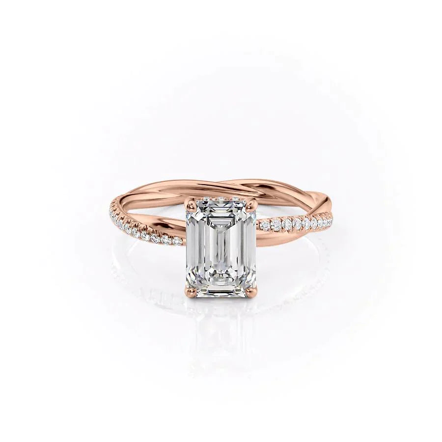 The Stacey Set With A 2.5 Carat Emerald Moissanite