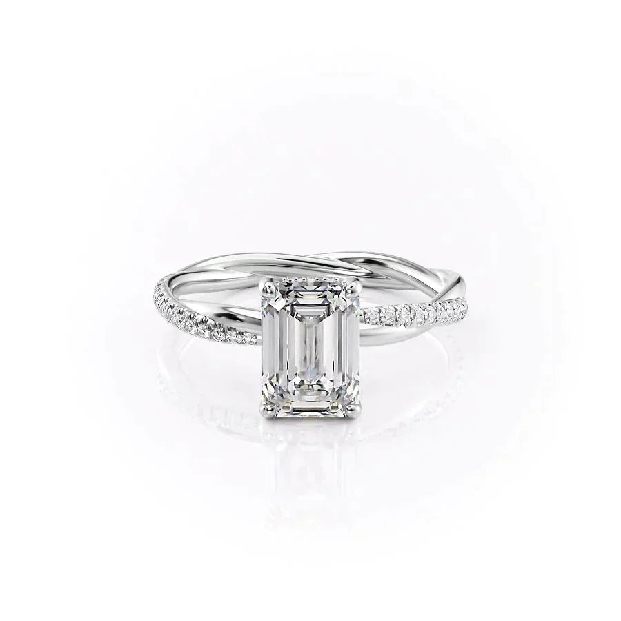 The Stacey Set With A 3.5 Carat Emerald Moissanite