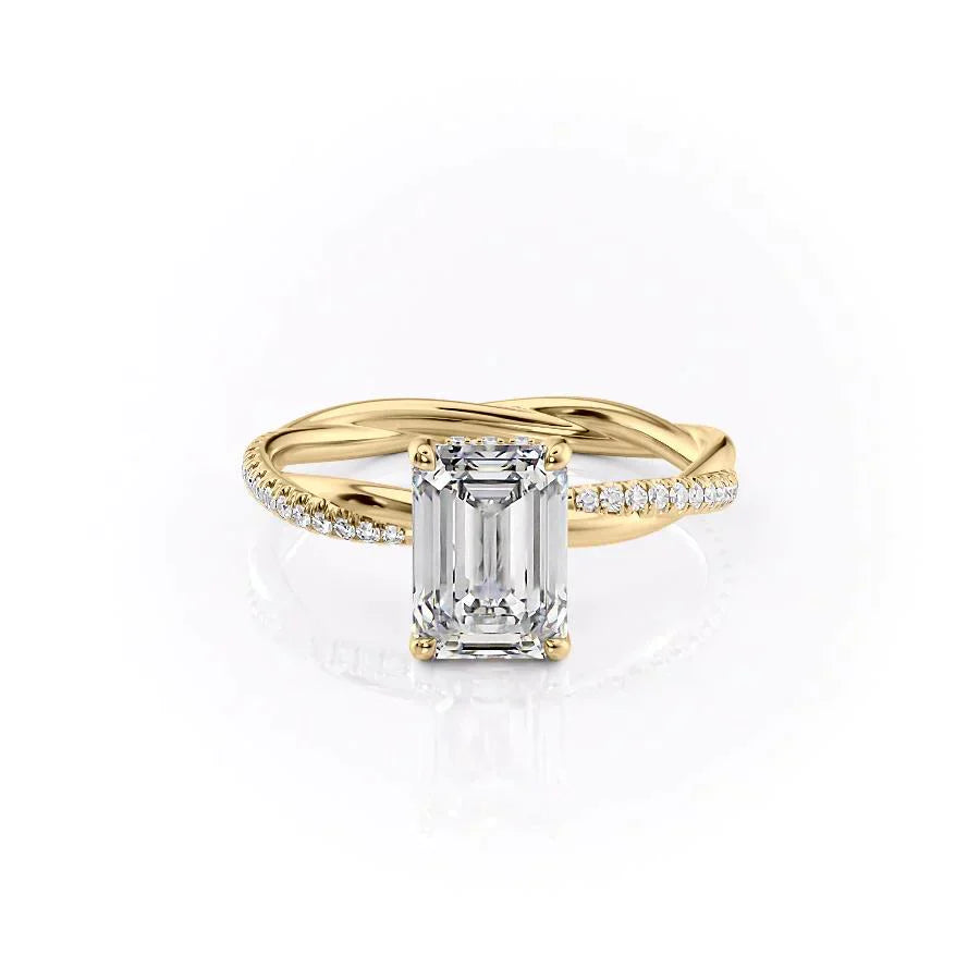 The Stacey Set With A 5 Carat Emerald Moissanite