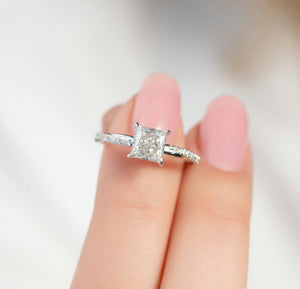 The Stacey Set With A 1 Carat Princess Lab Diamond