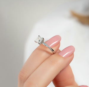 The Stacey Set With A 1 Carat Princess Lab Diamond