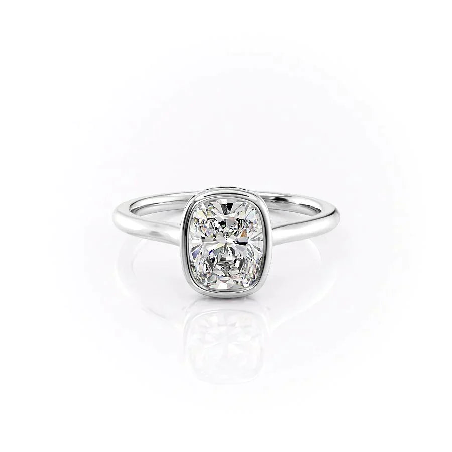 The Charlotte Set With A 4 Carat Elongated Cushion Moissanite