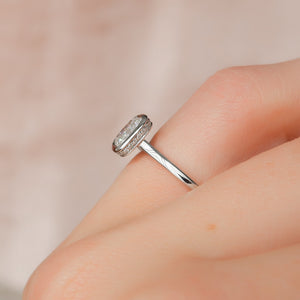 The Charlotte Set With A 2 Carat Elongated Cushion Moissanite