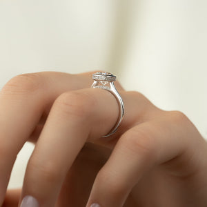 The Charlotte Set With A 2 Carat Elongated Cushion Moissanite