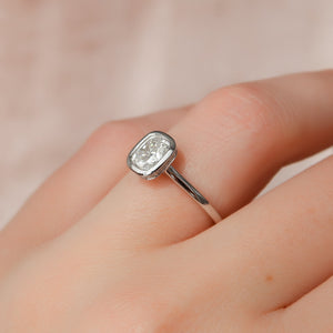 The Charlotte Set With A 2 Carat Elongated Cushion Moissanite