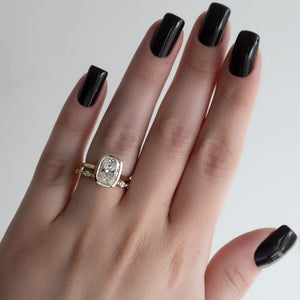The Charlotte Set With A 2 Carat Elongated Cushion Moissanite