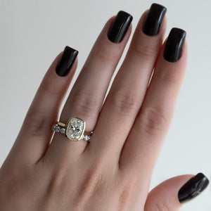 The Charlotte Set With A 2 Carat Elongated Cushion Moissanite