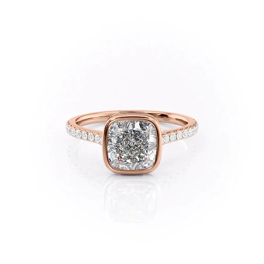 The Pave Charlotte Set With A 1 Carat Cushion Lab Diamond
