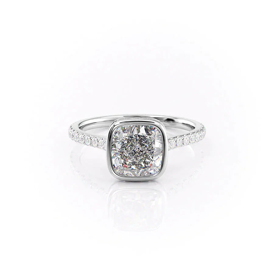 The Pave Charlotte Set With A 1 Carat Cushion Lab Diamond