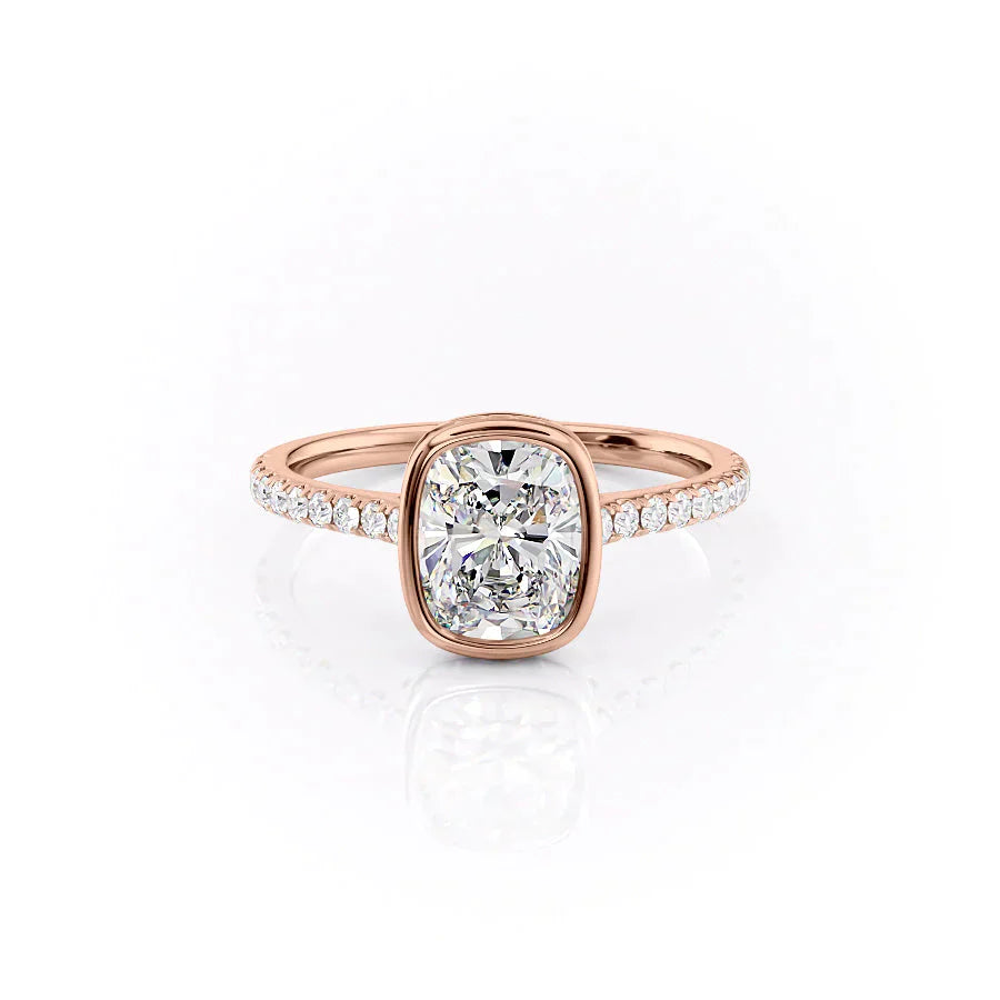 The Pave Charlotte Set With A 1.5 Carat Elongated Cushion Lab Diamond