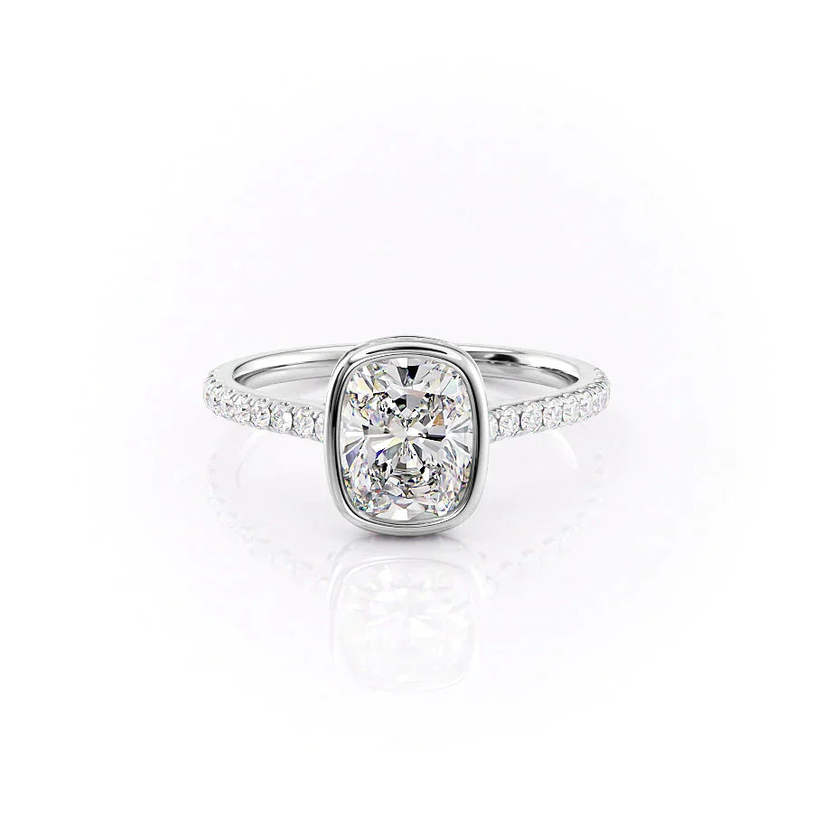 The Pave Charlotte Set With A 1 Carat Elongated Cushion Lab Diamond