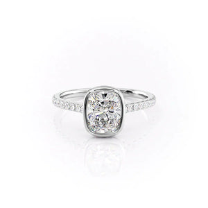The Pave Charlotte Set With A 2.5 Carat Elongated Cushion Lab Diamond