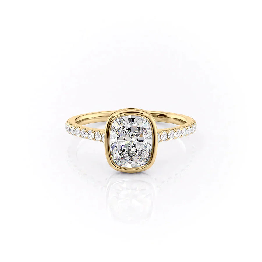 The Pave Charlotte Set With A 3 Carat Elongated Cushion Lab Diamond