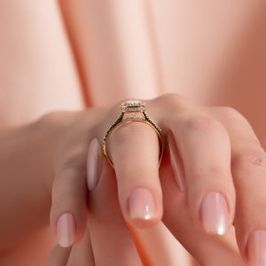 The Pave Charlotte Set With A 2.5 Carat Elongated Cushion Lab Diamond