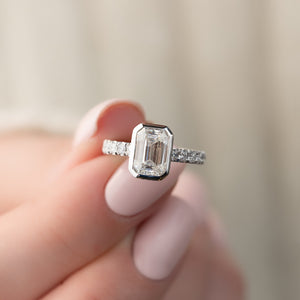 The Pave Charlotte Set With A 1 Carat Emerald Lab Diamond