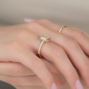 The Pave Charlotte Set With A Emerald Lab Diamond