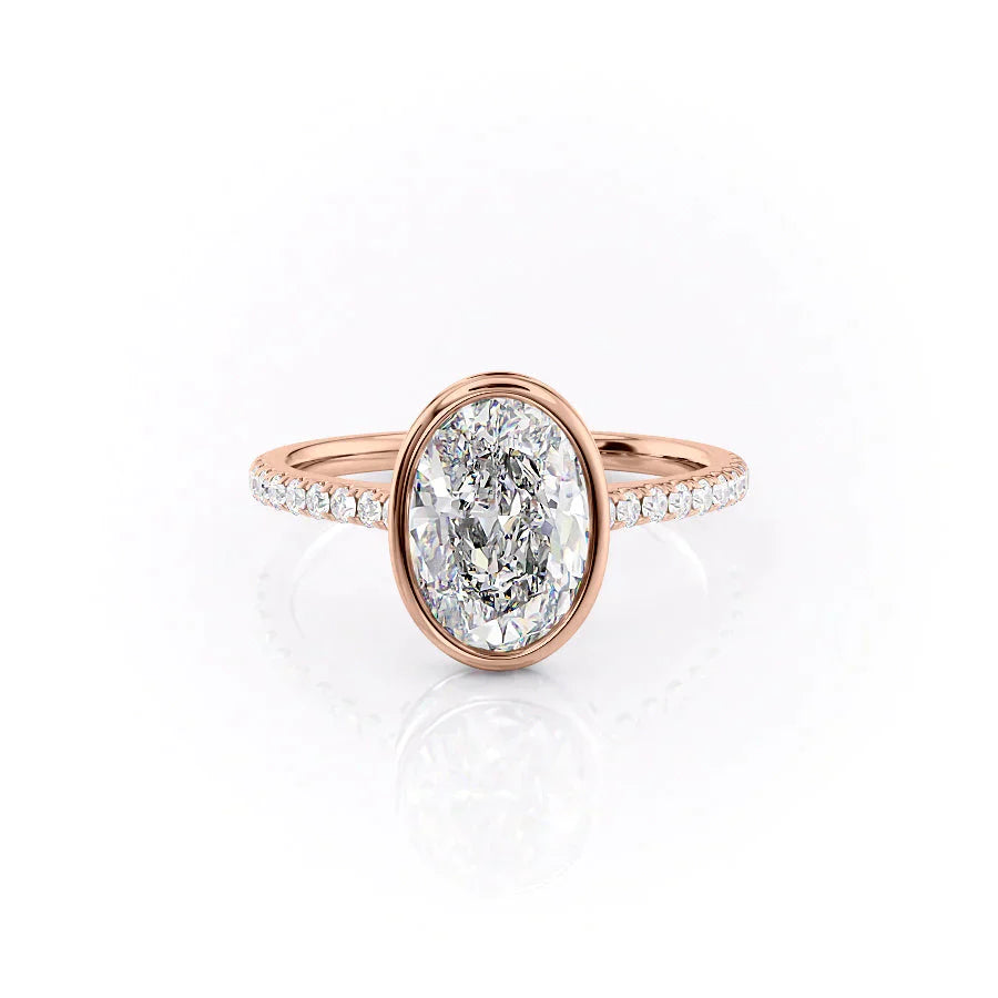 The Pave Charlotte Set With A 1 Carat Oval Lab Diamond