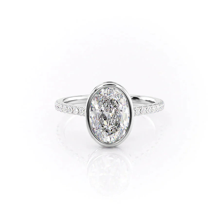 The Pave Charlotte Set With A 1 Carat Oval Lab Diamond