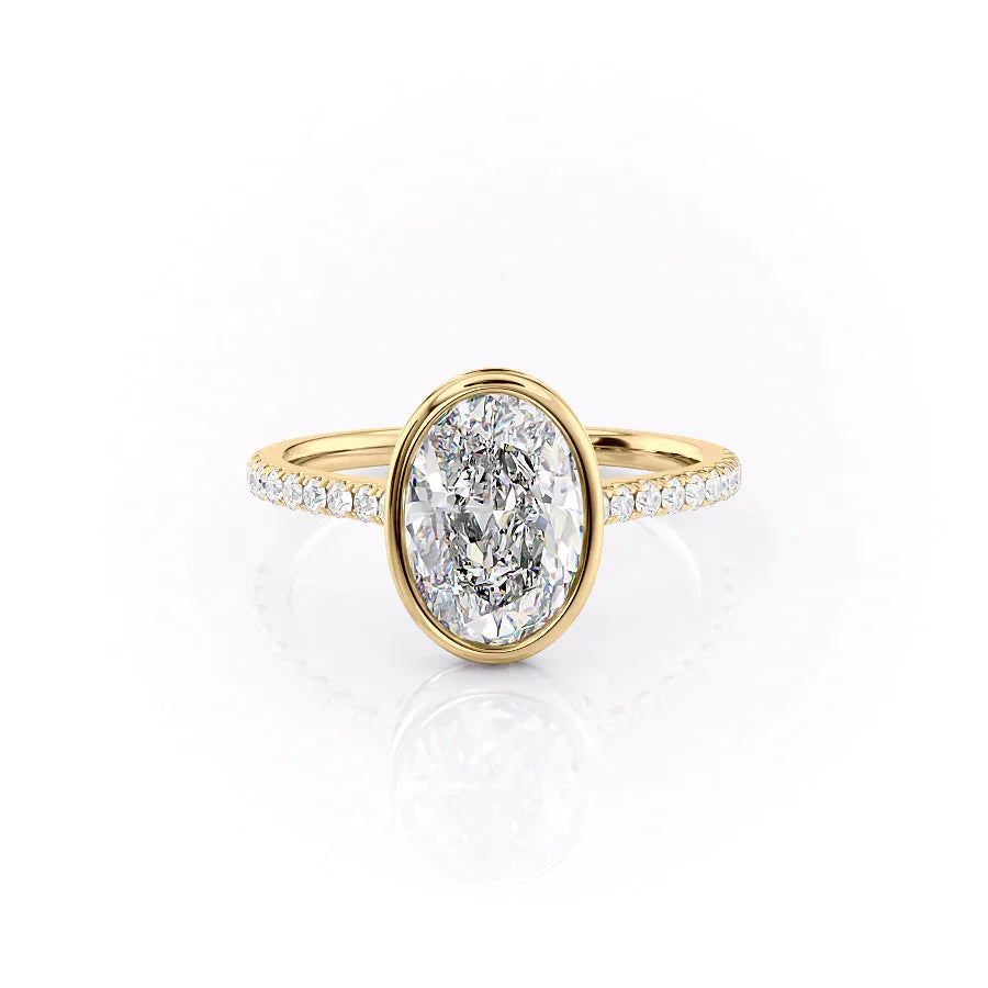 The Pave Charlotte Set With A 1.5 Carat Oval Lab Diamond