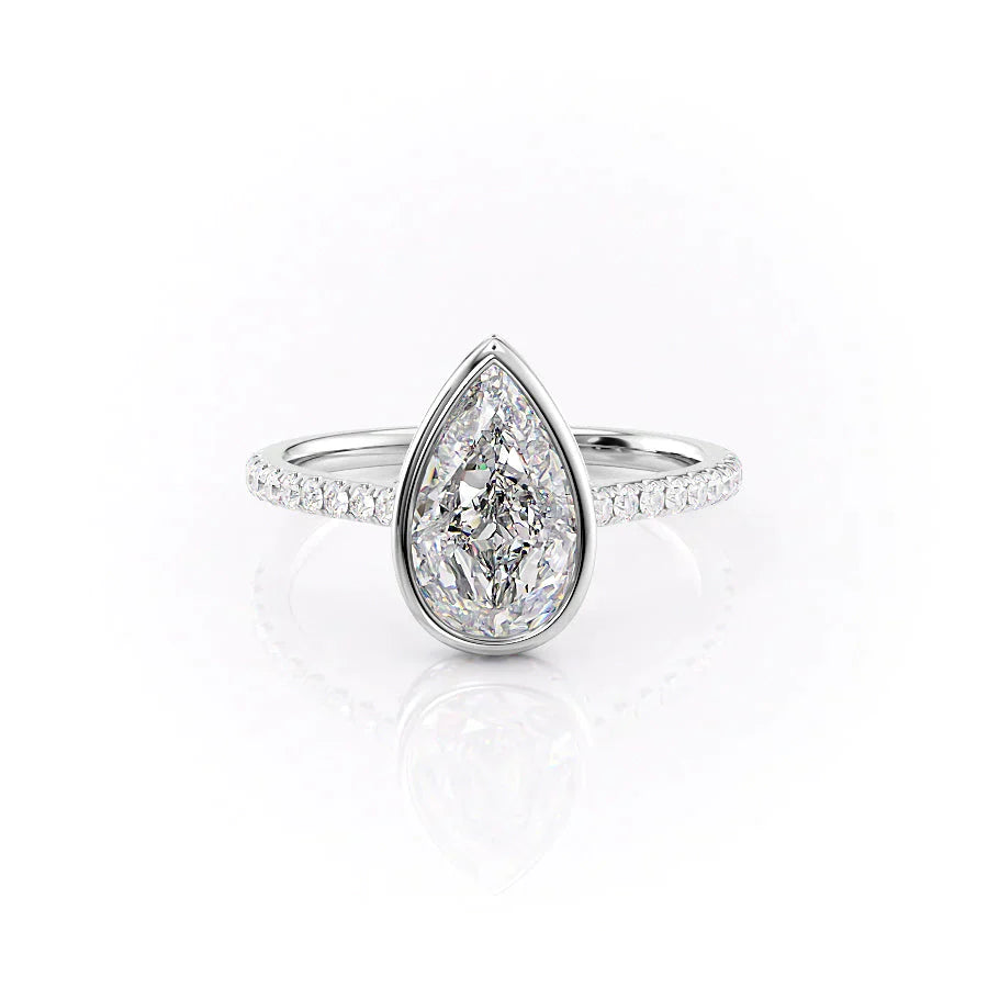 The Pave Charlotte Set With A 1.5 Carat Pear Lab Diamond