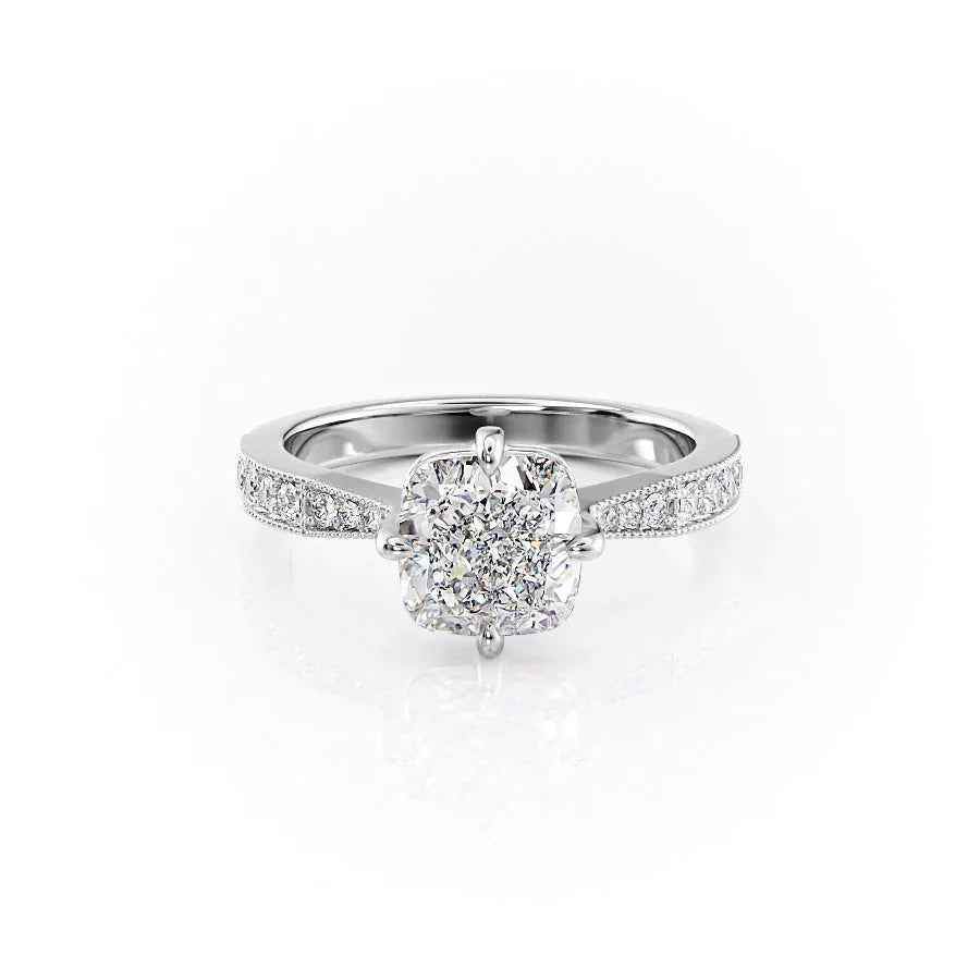 The Rebecca Set With A 2.5 Carat Cushion Lab Diamond